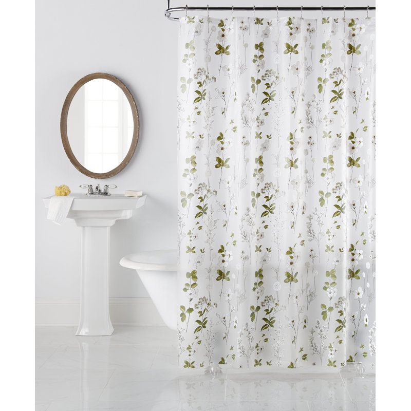 Gracie Oaks Foxborough Vinyl Floral Single Shower Curtain Hooks